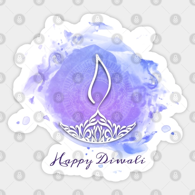 Purple Watercolor Diwali Deepa Sticker by HolidayBug